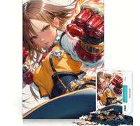Puzzle de 1000 pièces représentant Une Fille d'anime avec Un Poing enflammé,idéal pour Les Adolescents Jeu de mémoire Amusant,Surface Lisse sans bavures,Cadeau d'anniversaire,Casse-tête (38x52cm)