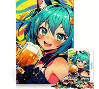 Puzzle de 1000 pièces représentant Une Fille d'anime avec Une chope de bière pour Les Adolescents pour se remémorer Les Bons Moments passés à flâner Un Cadeau saisonnier Solide et Facile à Assembler