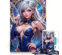 Puzzle de 1000 pièces représentant Une Fille d'anime avec Une Horloge céleste en arrière-Plan Activité ludique et pour Adolescents,avec découpage de Haute précision et Pause mentale apaisante