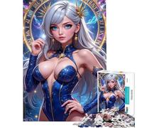 Puzzle de 1000 pièces représentant Une Fille d'anime avec Une Horloge céleste en arrière-Plan Puzzle pour Adultes Jouet Anti-Stress activité ludique d'analyse et de logique à Faire à la Maison