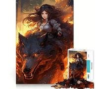 Puzzle de 1000 pièces représentant Une Fille d'anime chevauchant Un Loup Découpe Laser pour Un Assemblage Parfait et Un Moment de Partage idéal avec Vos Proches (38x52cm)