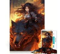 Puzzle de 1000 pièces représentant Une Fille d'anime chevauchant Un Loup,idéal pour Les Adolescents Un Jeu de mémoire Amusant et Relaxant à réaliser en Groupe à l'intérieur (50x75cm)