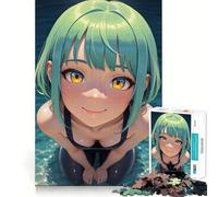 Puzzle de 1000 pièces représentant Une Fille d'anime dans l'eau de mer,idéal pour Adultes Jeu de mémoire,Assemblage sûr et Solide,pour développer des Liens significatifs (38x26cm)