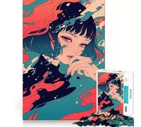 Puzzle de 1000 pièces représentant Une Fille d'anime dans Un Paysage Aquatique Abstrait,idéal pour Les Adolescents Stimule l'esprit,ludique,découpe Nette,Composants Robustes,activité de Groupe