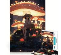Puzzle de 1000 pièces représentant Une Fille d'anime dans Une forêt de Champignons Jeu de mémoire Amusant pour Adolescents Surface Lisse sans bavures Cadeau d'anniversaire Casse-tête (50x75cm)