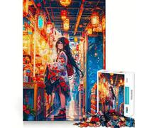 Puzzle de 1000 pièces représentant Une Fille d'anime dans Une Rue Japonaise,idéal pour Les Adolescents Stimule l'esprit,Amusant,découpe Nette,Composants Robustes,activité de Groupe réconfortante
