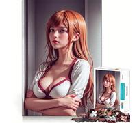 Puzzle de 1000 pièces représentant Une Fille d'anime en Blanc et Rouge Jeu de réflexion Découpe de Haute précision Défi Amusant pour Passer Le Temps d'attente (38x26cm)