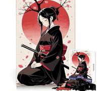 Puzzle de 1000 pièces représentant Une Fille d'anime en Kimono avec Un Katana pour Les Adolescents pour se remémorer Les Bons Moments passés à flâner Un Cadeau saisonnier Solide et Facile à Assembler