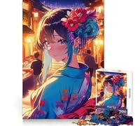 Puzzle de 1000 pièces représentant Une Fille d'anime en Kimono dans Une Rue de Tokyo (38x52cm) pour Adultes Idéal pour stimuler l'esprit et Passer Un Moment agréable Cadeau Parfait pour Les fêtes