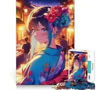 Puzzle de 1000 pièces représentant Une Fille d'anime en Kimono dans Une Rue de Tokyo Découpe Laser pour Un Assemblage Parfait et Une activité de Partage idéale pour Les Proches (50x75cm)