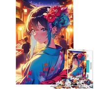 Puzzle de 1000 pièces représentant Une Fille d'anime en Kimono dans Une Rue de Tokyo Idéal pour Un Anniversaire Noël ou Tout Simplement pour s'amuser en Famille à partir de 14 Ans (50x75cm)