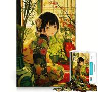Puzzle de 1000 pièces représentant Une Fille d'anime en Kimono,pour Adultes Jeu et de Coordination Découpe Laser pour Un Assemblage Parfait Activité enrichissante pour Les Jours de Pluie 38x26cm