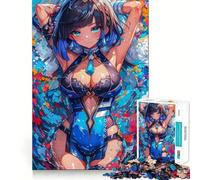 Puzzle de 1000 pièces représentant Une Fille d'anime en Maillot de Bain Bleu,idéal pour Les Adolescents Activité de Groupe relaxante et Amusante en intérieur,permettant Un entraînement de la mémoire