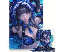 Puzzle de 1000 pièces représentant Une Fille d'anime en Maillot de Bain Bleu Jeu de réflexion Surface Lisse sans bavures Activité relaxante en Groupe à l'intérieur (38x52cm)