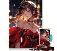 Puzzle de 1000 pièces représentant Une Fille d'anime en Robe Rouge,idéal pour Les Adolescents Jeu Stimulant l'esprit,Assemblage Solide et sécurisé,activité de Partage en Famille ou Entre Amis 50x75cm