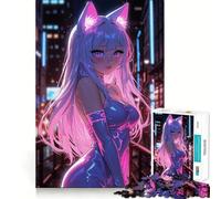 Puzzle de 1000 pièces représentant Une Fille d'anime en Rose Fluo Jeu de mémoire Amusant,Bords Lisses,Assemblage Parfait,Une façon divertissante d'occuper Les Heures vides (38x52cm)