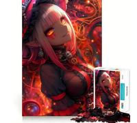 Puzzle de 1000 pièces représentant Une Fille d'anime en Rouge et Noir,idéal pour Les Adolescents Stimule l'imagination,Amusant et sans Espace Ajustement Parfait Un Loisir captivant