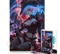 Puzzle de 1000 pièces représentant Une Fille d'anime en Tenue Rouge et Noire Idéal pour Les Adultes Jeu Amusant et Facile à Assembler Activité familiale Amusante en soirée (38x26cm)