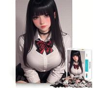 Puzzle de 1000 pièces représentant Une Fille d'anime en Uniforme Scolaire,Un Jeu de Concentration mentale sans Espace,Un défi cérébral interactif pour la Maison (50x75cm)