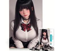 Puzzle de 1000 pièces représentant Une Fille d'anime en Uniforme Scolaire,Un Jeu de Concentration mentale sans Espace,Un défi cérébral interactif pour la Maison (38x52cm)