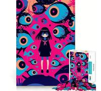 Puzzle de 1000 pièces représentant Une Fille d'anime entourée d'yeux,idéal pour Les Adolescents Jeu Stimulant l'esprit,Assemblage Solide et sécurisé,activité de Partage en famille50x75cm