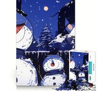Puzzle de 1000 pièces représentant une fille d'anime et des bonhommes de neige,idéal pour les adultes Jeu de mémoire et de réflexion,découpe fine,finitions haut de gamme,pour passer un agréable moment
