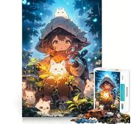 Puzzle de 1000 pièces représentant Une Fille d'anime et des créatures dans la forêt,idéal pour Les Adultes Jeu de mémoire,Assemblage sécurisé et Solide,favorisant la création de Liens significatifs