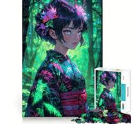 Puzzle de 1000 pièces représentant Une Fille d'anime et l'esprit de la forêt (38x26cm) Jeu de Construction Solide et sécurisé,idéal pour Les Vacances et Les Loisirs d'intérieur