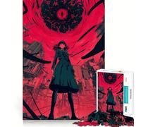 Puzzle de 1000 pièces représentant Une Fille d'anime Face à Un œil géant,idéal pour Les Adultes et Stimulant la réflexion Taille Uniforme,pièces précises,Format Voyage,Cadeau Parfait pour Les Jeux
