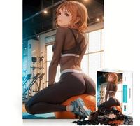 Puzzle de 1000 pièces représentant Une Fille d'anime Faisant de l'exercice sur Un Ballon de Gym Jeu de Concentration mentale pour Adolescents,découpe de précision et Bords Lisses Idée Cadeau