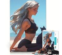 Puzzle de 1000 pièces représentant une fille d'anime faisant du yoga,idéal pour les adolescents Détente et stimulation intellectuelle Taille uniforme,pièces précises,activité relaxante à faire 38x52cm