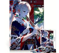 Puzzle de 1000 pièces représentant Une Fille d'anime Jouant de la flûte dans Un Jardin Stimule l'esprit, Offre Une expérience Douce et Un Assemblage Parfait (50x75cm)