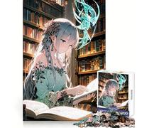 Puzzle de 1000 pièces représentant Une Fille d'anime lisant dans Une bibliothèque (50x75cm) pour Adultes Idéal pour s'exercer mentalement et se détendre Un Cadeau Parfait