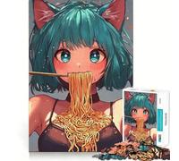 Puzzle de 1000 pièces représentant Une Fille d'anime Mangeant des Nouilles (38x26cm) Jeu de réflexion Stimulant Maintien Optimal Défi cérébral interactif pour la Maison