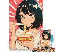 Puzzle de 1000 pièces représentant Une Fille d'anime Mangeant des Nouilles Ramen Découpe Laser pour Un Assemblage Parfait et Une activité de Partage idéale pour Les Proches (50x75cm)