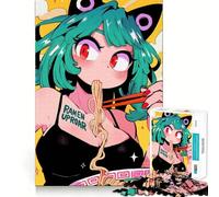Puzzle de 1000 pièces représentant Une Fille d'anime Mangeant des Ramen Jeu de mémorisation mentale de Haute précision Défi interactif pour Le Cerveau à la Maison (50x75cm)