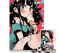 Puzzle de 1000 pièces représentant Une Fille d'anime Mangeant Une Glace idéal pour Les Adolescents développant Leurs capacités analytiques et se Relaxant Pendant Les Moments de détente