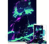 Puzzle de 1000 pièces représentant Une Fille d'anime néon, idéal pour Les Adolescents Un Jouet apaisant et Amusant, aux découpes nettes et artistiques, à Collectionner (38x26cm)