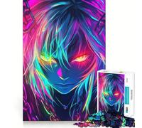 Puzzle de 1000 pièces représentant Une Fille d'anime néon pour Adultes, idéal pour se détendre et s'exercer Un Cadeau Exquis à Assembler (38x52cm)