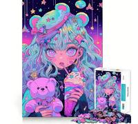 Puzzle de 1000 pièces représentant Une Fille d'anime Pastel avec Un Ours en Peluche, idéal pour Adultes et Adolescents Un Casse-tête Relaxant et Artistique, Un Cadeau attentionné (38x26cm)