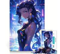 Puzzle de 1000 pièces représentant Une Fille d'anime sous des néons Jeu cognitif Amusant,découpe de Haute précision,Cadeau Unique pour soulager Le Stress (50x75cm)