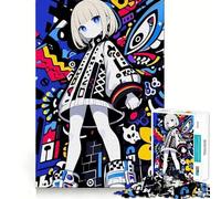 Puzzle de 1000 pièces représentant Une Fille d'anime sur Fond Abstrait coloré,idéal pour Les Adultes et Stimulant la réflexion Taille Uniforme,Format Voyage,Cadeau Parfait pour Les Jeux