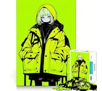 Puzzle de 1000 pièces représentant Une Fille d'anime Vert néon, idéal pour Adultes Jeu intellectuel, Anti-Stress, découpe précise, Cadeau Parfait (38x52cm)