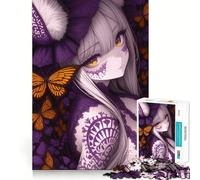 Puzzle de 1000 pièces représentant Une Fille d'anime Violette avec des Papillons idéal pour Les Adolescents Renforce Les Souvenirs favorise la détente et procure Un Sentiment de Paix Qualité