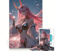 Puzzle de 1000 pièces représentant Une Fille démoniaque aux Cheveux Roses 38x26cm Jeu et d'adresse Assemblage Stable,pièces Qui ne bougent Pas Un Passe-Temps agréable pour Les Longs Week-Ends