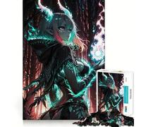 Puzzle de 1000 pièces représentant Une Fille démoniaque avec du feu,idéal pour Les Adolescents Jeu Stimulant l'esprit,Assemblage Solide et sécurisé,activité de Partage en Famille (38x26cm)