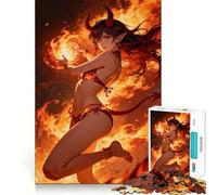 Puzzle de 1000 pièces représentant Une Fille démoniaque avec Une Boule de feu Jeu de Concentration mentale Découpe de précision Bords Lisses Activité captivante pour des soirées tranquilles (50x75cm)