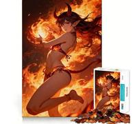 Puzzle de 1000 pièces représentant Une Fille démoniaque avec Une Boule de feu Jeu de Concentration mentale Découpe de précision Bords Lisses Jeu de Construction de Liens significatifs (38x26cm)
