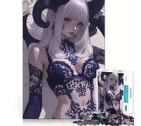 Puzzle de 1000 pièces représentant Une Fille démoniaque en Dentelle,idéal pour Les Jeux vidéo Jeu de Construction Facile et Rapide,sans Espace Entre Les pièces Activité idéale pour Les Jours de Pluie