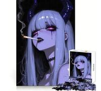 Puzzle de 1000 pièces représentant Une Fille démoniaque fumant Une Cigarette (38x52cm) Idéal pour Adultes Cadeau pour se détendre, réfléchir et s'entraîner Bords Nets Cadeau Joyeux